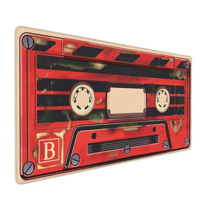 Retro Cassette Tape Desk Mat, Red and Black, 35.4 x 15.7 Inches, Anti-Slip Base, Gaming Mouse Pad - color: Red tape