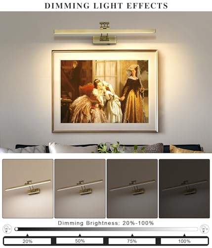 5W LED Wireless Picture Lights with Remote and Timer 23.6'' Inch Rechargeable Antique Bronze Gallery Lighting Battery Operated Art Lights Over Frame Portrait - color: Battery Operated Antique Bronze, size: 23.6 inch