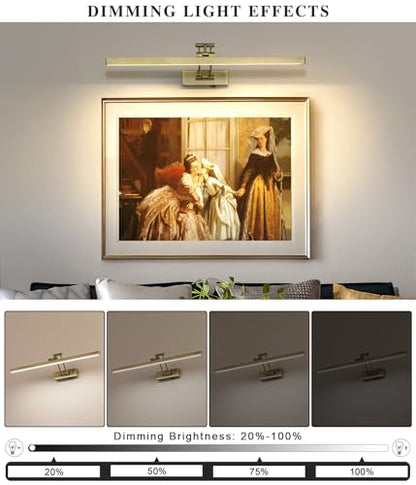 5W LED Wireless Picture Lights with Remote and Timer 23.6'' Inch Rechargeable Antique Bronze Gallery Lighting Battery Operated Art Lights Over Frame Portrait - color: Battery Operated Antique Bronze, size: 23.6 inch