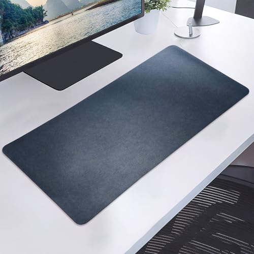 23.6" x 11.8" Non-Slip PU Leather Desk Pad Protector, Waterproof Mouse Pad Mat, Ultra Thin Laptop Writing Desk Blotter for Office and Home - color: Dark Blue