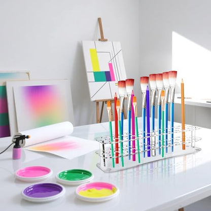 3 Pack Acrylic Pen Holder, 26-Slot Clear Pencil Display Stand, Eyebrow Pen Stands, Makeup Brush Rack Organizer, Art Brush Desk Stand Organizer for Home, Store, School Office Supplies