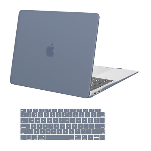MOSISO Compatible with MacBook Air 13 inch Case M1 2021 2020 2019 2018 Release A2337 A2179 A1932 Touch ID, Plastic Hard Shell Cover&Keyboard Cover for MacBook Air 13.3 inch Case M1, Haze Blue - color: Haze Blue