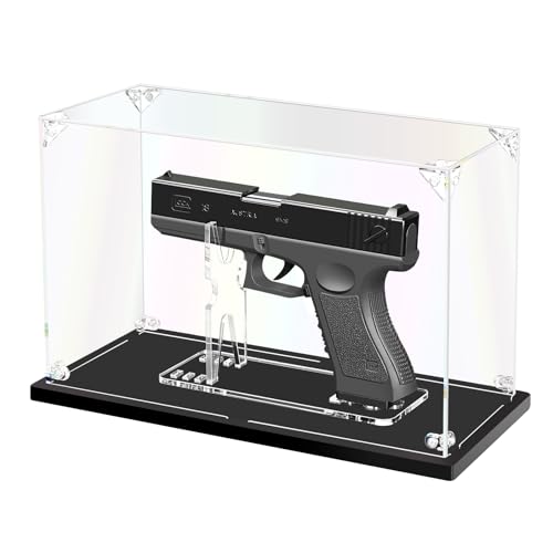 KOLIPI Gun Display Case, Clear Acrylic Showcasing Case for Pistol, Display Stand for Gun, Watch The Video to Assemble (11.5x4.7x7.1 inch, 29x12x18 cm) - size: Gun Display Case, 11.5x4.7x7.1 inch