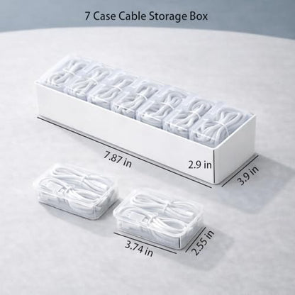 KUGUA 2 Pack Cable Organizer Box Set with 7 and 11 Clear Cases for Charging Cables, Chargers, Earphones and Small Accessories, Includes Cable Ties and Labels for Home, Desk and Drawer