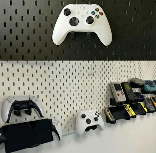 2Pcs Game Controller Holder for IKEA Skadis Pegboard, Controller Wall Stand Mount, Compatible with Xbox/PlayStation/Nintendo Game Controllers/Game Pads/Headphone