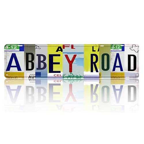 Vintage Road Tin Sign Retro Metal Abbey Road Street Signs 16x4 in | Stylish Wall Art Decor, For Home Bathroom Kitchen Fence, Gothic Wall Decor, Cool Stuff Gift - color: Abbey Road
