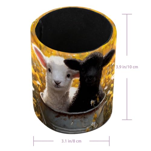 Cute Sheep Pen Holder Pencil Organizer for Desk, 3.1” x 3.1” x 3.9” Pencil Cup Office Supplies, Large Capacity Cute Pen and Makeup Brush Holder for Desktop, Home, School - color: Cute Sheep