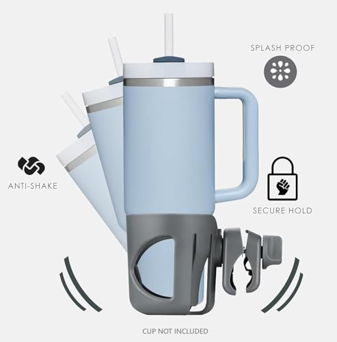 New Stroller Cup Holder for Stanley Quencher H2.0 (30 & 40 Oz. Models), Also Compatible with Stanley IceFlow (20 & 30 Oz. Models) - Gray - color: gray