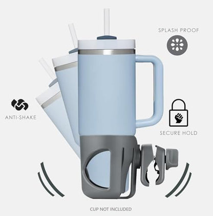 New Stroller Cup Holder for Stanley Quencher H2.0 (30 & 40 Oz. Models), Also Compatible with Stanley IceFlow (20 & 30 Oz. Models) - Gray - color: gray
