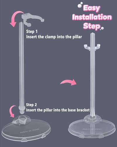 12 Pcs Adjustable Doll Stands - Transparent & Lightweight Display Rack for Dolls, Action Figures & Monsters