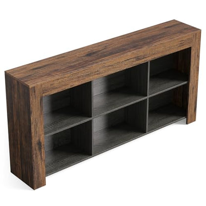 LITTLE TREE TV Stand with Storage, 63-Inch Entertainment Center with Shelves, Modern Media Console for Television up to 65" for Living Room, Bedroom, Brown + Black - color: Brown + Black