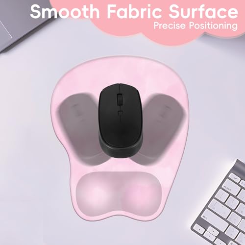 Mouse Pad with Wrist Rest Ergonomic Mouse Pad with Comfortable M-Shape Pain Relief Wrist Support Non-Slip PU Base Mousepad for Laptop, Office & Home (Blush Pink) - color: Blush Pink