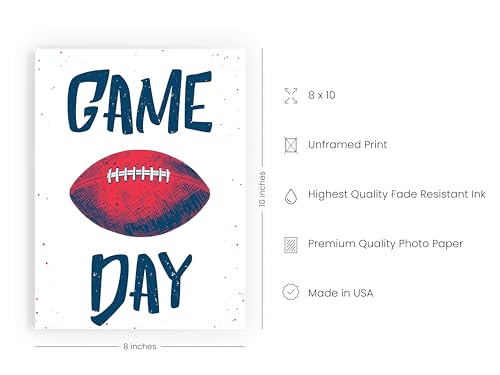 Summit Designs Football Wall Art Set of 5 Prints 8x10 Sports Theme Boy Room Decor Game Day Play Hard Love Football Motivational Quotes Teen Bedroom Unframed Posters 8x10 (Unframed) - color: Kids, size: 8x10, style: Unframed