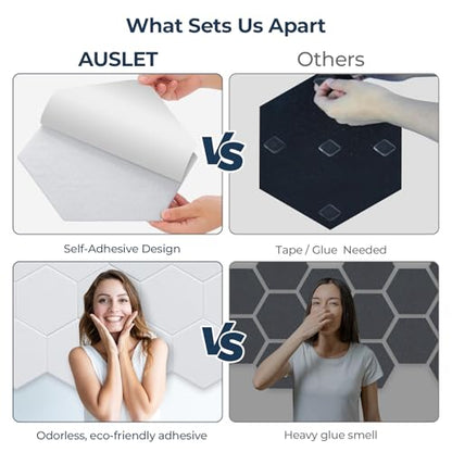 18 Pack Hexagon Acoustic Panels, 12" x 10" x 0.4" High-Density Soundproof Wall Panels, Self-Adhesive Acoustic Wall Panels for Studio, Home, Office, White - color: Basic Hexagon - White, size: Hexagon - 18 Pack