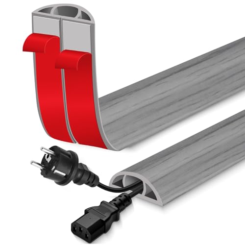 Floor Cord Cover for Wires on Floor Self Adhesive Cord Hider Floor Cable Management Wire Covers for Cords Protector Prevent Cable Trips Cord Cavity W 0.47" x H 0.27", Gray Wood, 3.3Ft - color: Gray Wood, size: 1.18 In x 3.3 Ft