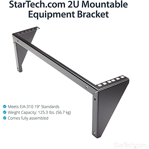 StarTech 2U Vertical Wall-Mount Rack Bracket, 19in, 125lb, TAA (RK219WALLV) - size: 2U