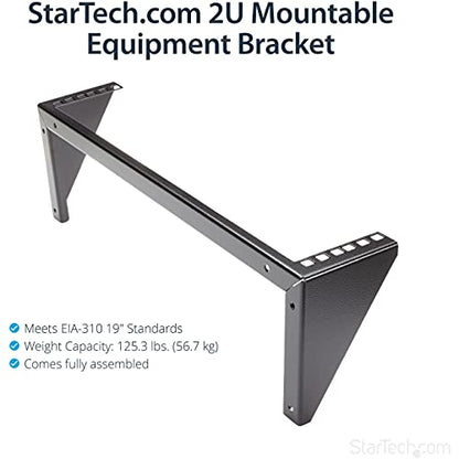 StarTech 2U Vertical Wall-Mount Rack Bracket, 19in, 125lb, TAA (RK219WALLV) - size: 2U