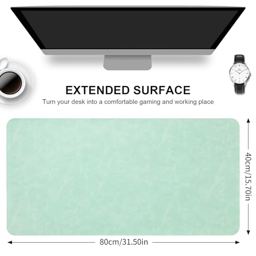 Desk Pad Soft PU Leather Large Mouse Pad Laptop Computer Desk Mat Table Blotter Flat Smooth Waterproof Non-Slip Desktop Protector Write Pad for Office and Home (Light Green, 60x35cm) | Soft Crazy Horse PU Leather Non-Slip Desk Blotter Waterproof Writing P