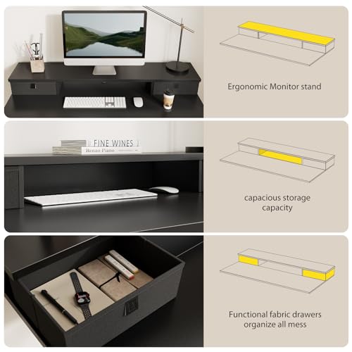 Agilestic 55 x 24 Inches Electric Standing Desk with 2 Storage Drawers, Stand Up Desk Adjustable Height, Sit and Stand Computer Table with Splice Board, Black - color: Black, size: 55 x 24 Inches with 2 drawers