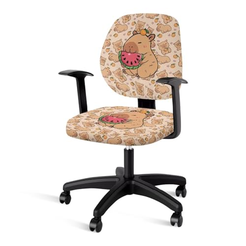 Capybara Computer Chair Cover Stretchable Office Chair Covers 2 Piece Universal Fit Most Wheelchairs,Computer Chairs,Gaming Chairs Washable Slipcovers Protector Brown - color: Capybara