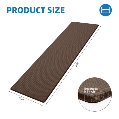 Kitchen Mats for Floor - 17"x59" Anti Fatigue Mats for Kitchen Floor - Non Slip Cushioned Rugs for Standing - Brown - color: Brown, size: 1pc: 17" x 59" x 0.4"