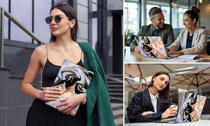 DONGKE Compatible with MacBook Pro 13 inch Case 2024 2023-2020 Release A2338 M2/M1 A2251 A2289 with Retina Display & Touch ID, Plastic Hard Shell & Keyboard Cover & Screen Film - Black Marble - color: Black Marble