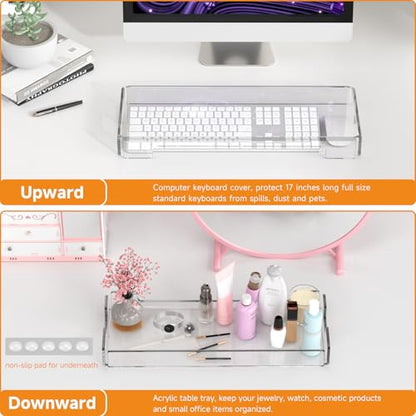 BEEGO Mechanical Computer Keyboard Cover - 2PCS Clear Acrylic Keyboard Cover Keyboard Dust Cover Mechanical Keyboard Cover Full Size Keyboard Protector - color: Clear, size: 2 PCS