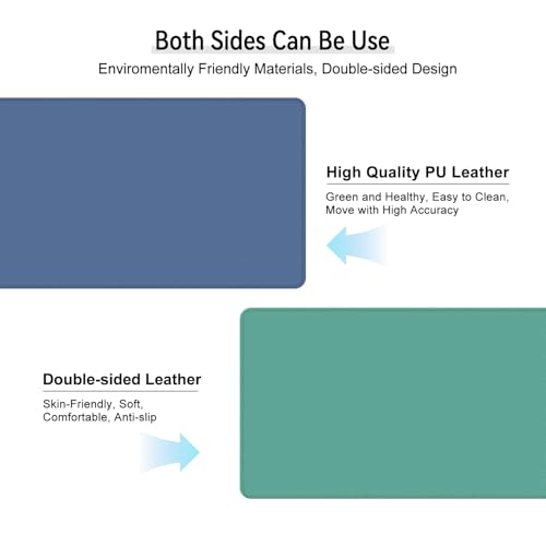Dual Sided Leather Desk Mat - Waterproof Desk Pad - Ideal for Large Mouse Pad and Desk Mats on Top of Desks (Blue, 25"*13") - color: Blue, size: 25" x 13"