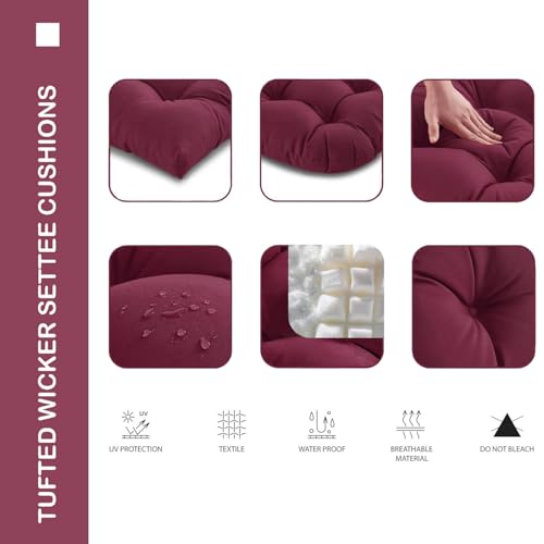 Outdoor Chair Cushions Set of 2, 19x19x4 Inch Seat Pads with Ties for Patio Wicker Chairs Garden Dining Chair, Indoor Outside Use, Fade-Resistant & Waterproof, Burgundy - color: Burgundy, size: 19x19x4"