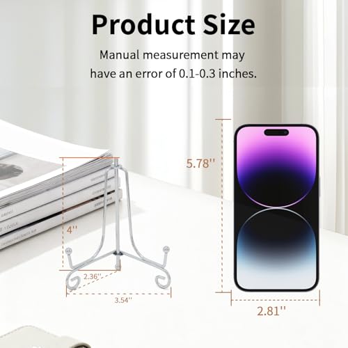 Iron Plate Stands for Display, Foldable Book Holder & Easel Stand for Sign, Versatile Poster Stand and Small Plate Stand for Home Decor, Art, Photo Frame, Card, Crystal Display (Silver, 4 inch (4Pcs)) - color: Silver, size: 4 inch (4Pcs)