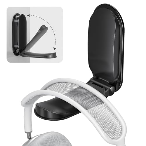 Itramax Headphone Hanger Under Desk,Adhesive Wall Mount Headset Holder,1 Pack Foldable Headphone Monitor Stand Hook,Magnetic Sticky PC Gaming Headset Earphone Clamp for AirPods Max,HyperX,Xbox-Black