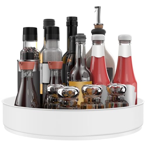 VAEHOLD Lazy Susan Turntable Spice Rack Organizer for Kitchen Cabinet, Storage Tray for Fruit, Snacks, Salad - Organizer for Cupboard, Pantry, Bathroom, Table, Cosmetic (White, 9 4/5'') - color: White, size: 9 4/5''