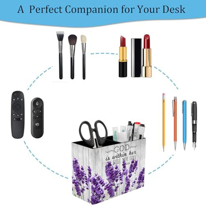 Pen Holder and Anti-Slip Mouse Pad Combination, Makeup Brush Storage Box, Tableware Storage Box, Suitable for Office and Home - Lavender Psalm 46:5 - color: Lavender Psalm 46:5