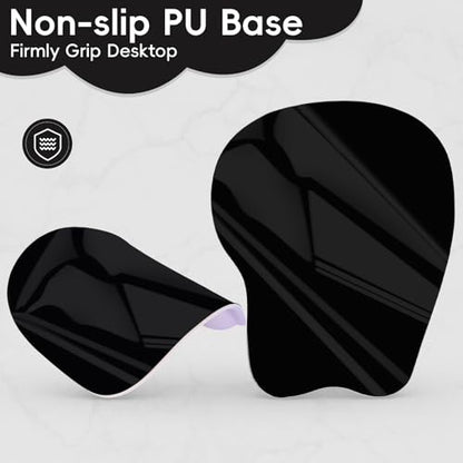 Mouse Pad with Wrist Rest Ergonomic Mouse Pad with Comfortable M-Shape Pain Relief Wrist Support Non-Slip PU Base Mousepad for Laptop, Office & Home (Black) - color: Black