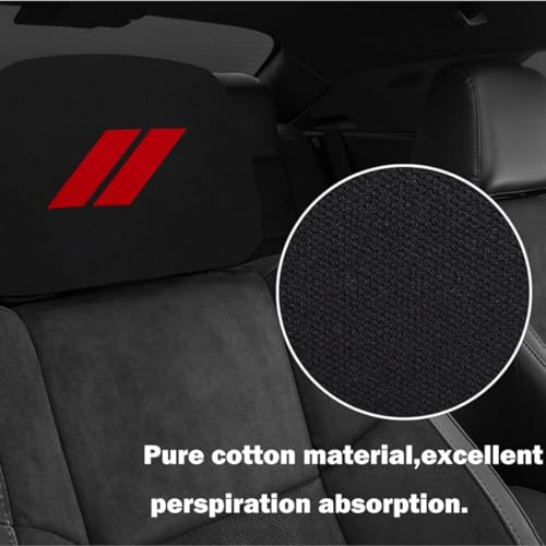 2PCS Car Headrest Covers Soft Black Fabric Car Seat Head Rest Cover Protector Compatible with Dodge Challenger Charger Durango RAM (re-d) - color: re-d