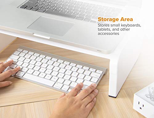 Bostitch Office Konnect Adjustable Monitor Stand Riser, 4 Height Adjustments, Built-In Cable Management, Rubber Feet - White - color: White, style: Laptop Stand