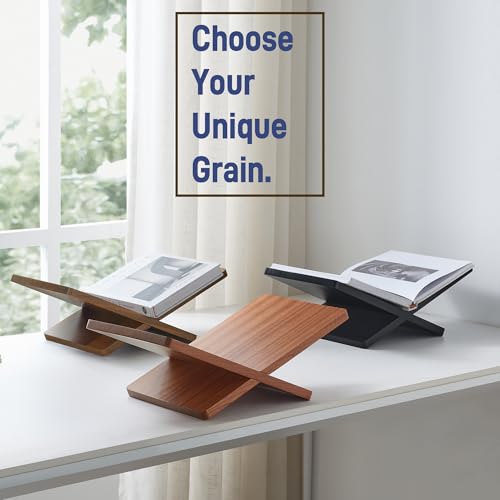 Solid Wooden Book Stand for Desktop Display & Reading –15.7" x 9.4" x 5.7” Extra Large Wood Open Book Holder for Cookbook, Bible, Recipe, Textbook, Magazine (African Sapele) - color: African Sapele