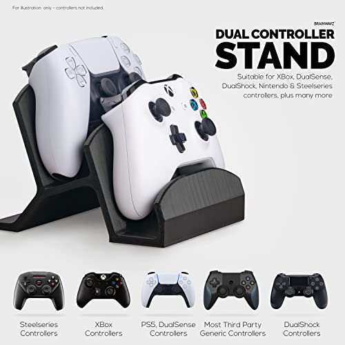 BRAINWAVZ Dual Game Controller Holder Desktop Stand - for PS5, Xbox Series X, One, PS4, Switch, PC, Gamepads & More UGDS06, Black - color: UGDS-06 Black