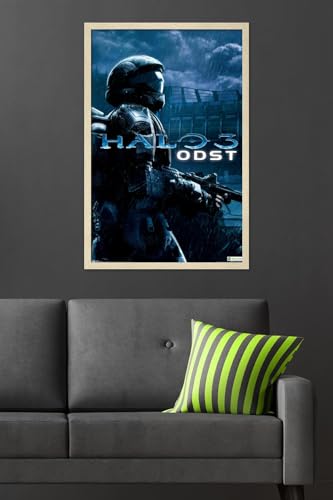 Halo: ODST - Key Art Wall Poster, 34L" x 22.4W", Blonde Framed Version - color: Blonde Framed Version, size: 34"L x 22.4"W