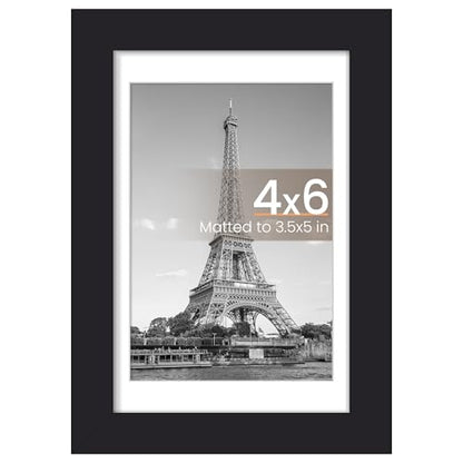 upsimples 4x6 Picture Frame, Display Pictures 3.5x5 with Mat or 4 x 6 Without, Wall Hanging Photo Frames, Black, 1 Pack - color: Black, size: 4x6
