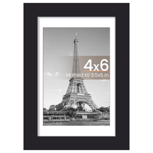 upsimples 4x6 Picture Frame, Display Pictures 3.5x5 with Mat or 4 x 6 Without, Wall Hanging Photo Frames, Black, 1 Pack - color: Black, size: 4x6
