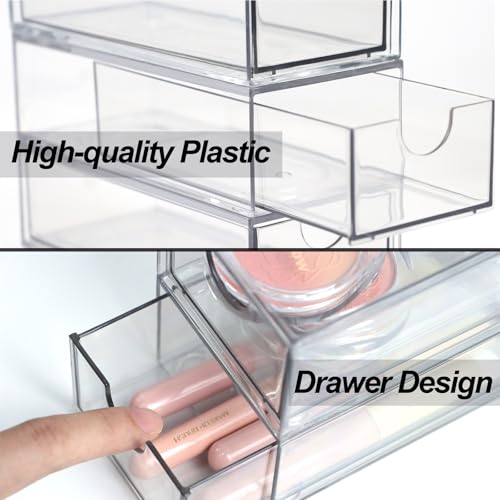 Acrylic Makeup Organizer, Clear Storage Organizer Desktop Stackable Storage Drawers, Plastic Organizer Bins for Makeup, Stationery, Cosmetics, Vanity, Bathroom,Cabinet,Pantry Office Desk (5 Drawers) - style: 5 Drawers