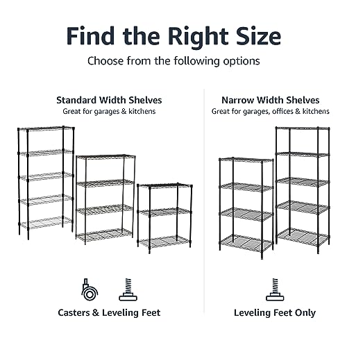 Amazon Basics 4-Shelf Adjustable Heavy Duty Steel Wire Rack Storage Shelving, Sturdy Garage Shelving, 350 lbs Capacity Per Shelf, Easy No-Tool Assembly, 36" x 14" x 54", Black - color: Black, size: 36" L x 14" W x 54" H, style: 4 -Shelf