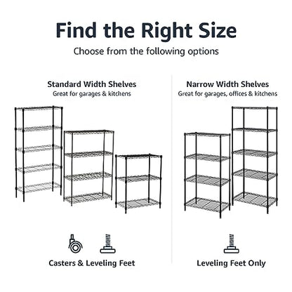 Amazon Basics 4-Shelf Adjustable Heavy Duty Steel Wire Rack Storage Shelving, Sturdy Garage Shelving, 350 lbs Capacity Per Shelf, Easy No-Tool Assembly, 36" x 14" x 54", Black - color: Black, size: 36" L x 14" W x 54" H, style: 4 -Shelf