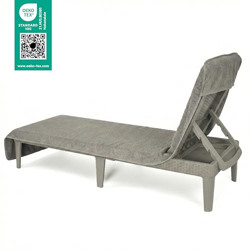 American Soft Linen 2 PACKED Chaise Lounge Covers with Pocket, 86"x32" Oversized Beach Pool Lounge Chair Towels (Gray Chair Towel, 2 PIECE) - color: Gray Chair Towel, size: 2 PIECE