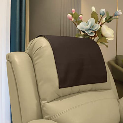 Premium Headrest Cover for Recliner Chair, Flame Retardant Faux Leather Recliner Headrest Protector, Wear Resistant Recliner Headrest Cover for Office Chair Theater Seat, 16W*27L, Chocolate - color: Chocolate