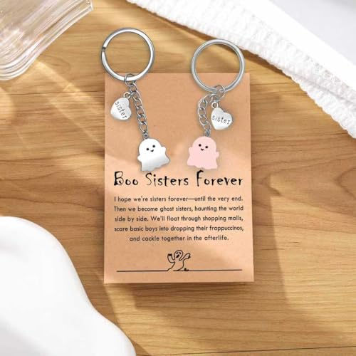 PRCOLUX Funny Cute Ghost Keychain Gifts for Sisters Boyfriend Girlfriend Couple Halloween Christmas Birthday Graduation Gifts - style: Ghost Boo