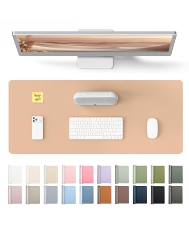YSAGi Leather Desk Protector, Office Mat, Large Mouse Pad, Non-Slip PU Leather Blotter, Laptop Desk, Waterproof Writing Pad for Office and Home (Latte, 23.6" x 13.8") - color: Latte, size: 23.6" x 13.8"