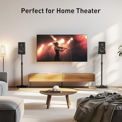 PERLESMITH Universal Speaker Stands for Surround Sound -Height Adjustable Extend 33.3”to 45.1”, Floor Speaker Stand for Satellite & Studio & Bookshelf Speakers up to 11LBS,1 Pair Black, PSSS2 - size: Weight 11 LBS