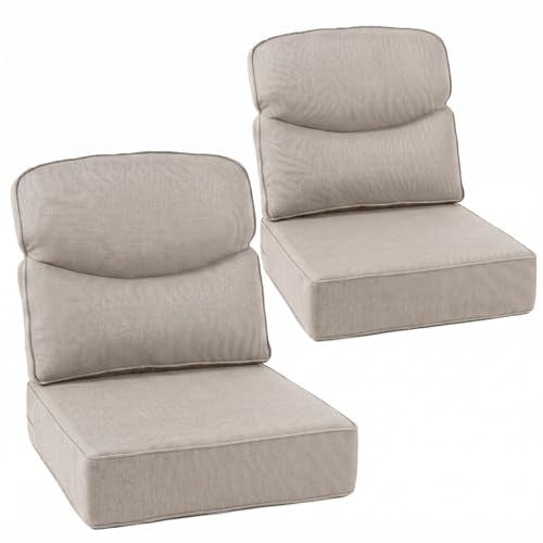 Outdoor Chair Cushions, High Back 6-inch Thick Cushions for outdoor furniture, Waterproof 22x24 Patio Chair Cushion, Replacement Couch Cushions, Include 2 Back & 2 Seat Cushions, Oatmeal Beige - color: Oatmeal Beige, size: 22"x24" High Back & Extra Thick